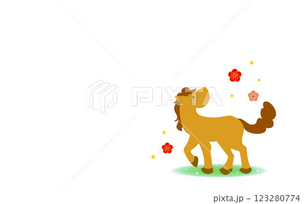 馬と梅の花のシンプルな年賀状イラスト素材 馬と梅の花のシンプルな年賀状イラスト素材 123280774