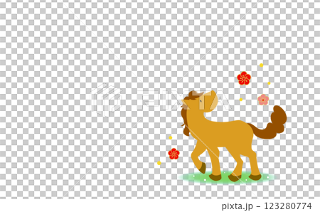 馬と梅の花のシンプルな年賀状イラスト素材 馬と梅の花のシンプルな年賀状イラスト素材 123280774