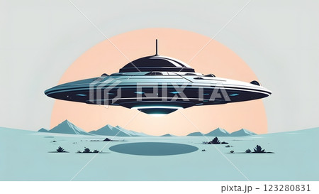 空飛ぶ円盤、UFOのイラスト 123280831