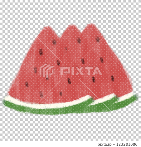 カットされた真っ赤なスイカのイラスト 123281086