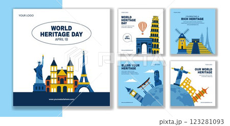 Heritage Day Social Media Post with Cultural Landmarks in a Flat Cartoon Illustration Heritage Day Social Media Post with Cultural Landmarks in a Flat Cartoon Illustration 123281093