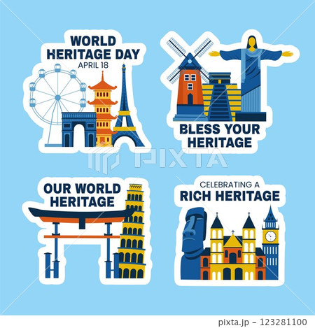 International Heritage Day Flat Cartoon Style Label for Social Media 123281100