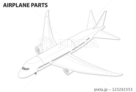 Detailed Airplane Parts Illustration 123281553