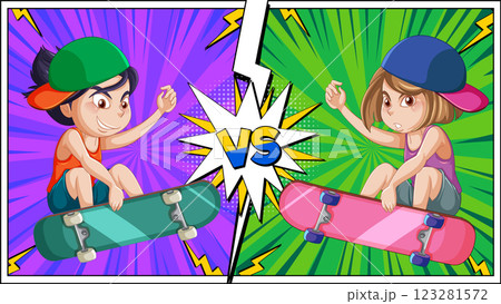 Skateboard Showdown: Epic Battle Begins Skateboard Showdown: Epic Battle Begins 123281572