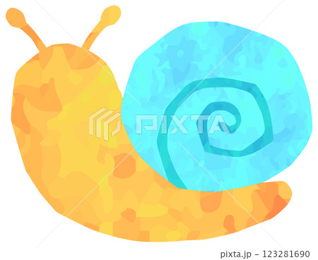 カタツムリのイラスト テクスチャ 水色 ベクター素材 123281690
