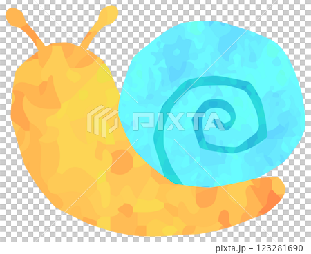 カタツムリのイラスト テクスチャ 水色 ベクター素材 123281690