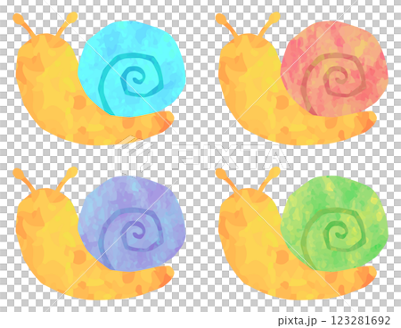 Cute snail illustration set vector material 123281692