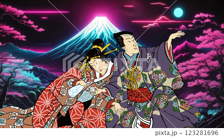 お酒を酌み交わしている男女	 123281696