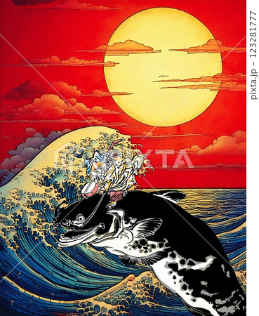 魚にのる猫 123281777