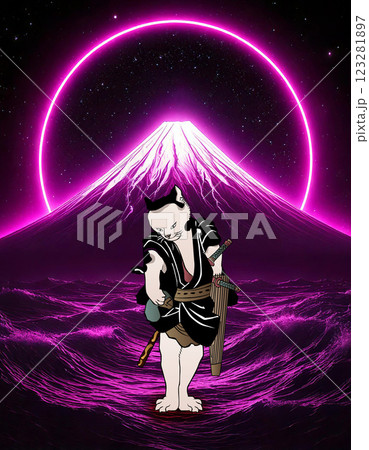 富士山と猫	 123281897