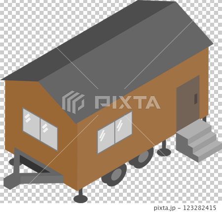 等距拖車房子圖像材料 123282415