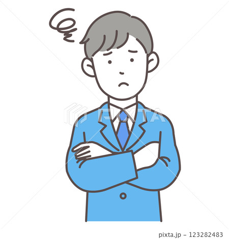 悩んでいる会社員男性02 悩んでいる会社員男性02 123282483