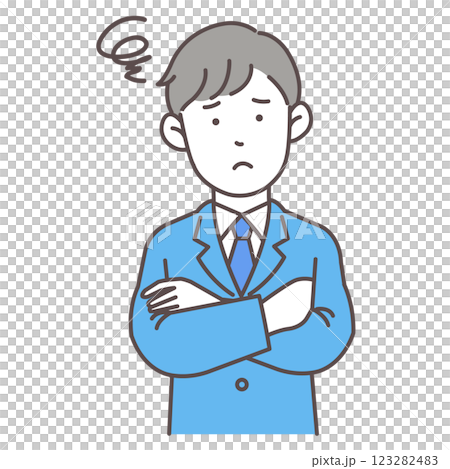 悩んでいる会社員男性02 悩んでいる会社員男性02 123282483