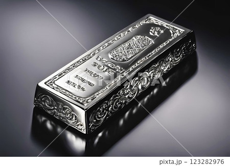 刻印が刻まれた銀の延べ棒 123282976