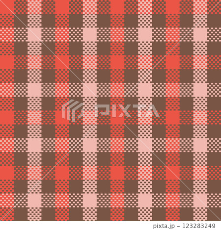 3色ギンガムチェック/茶×レッド 123283249