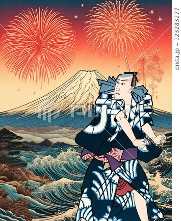 花火と踊っている男性 花火と踊っている男性 123283277