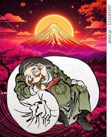 富士山と福の神 123283347
