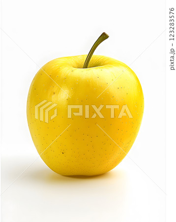 Golden Yellow Apple on White Background, Fresh and Juicy Golden Yellow Apple on White Background, Fresh and Juicy 123283576