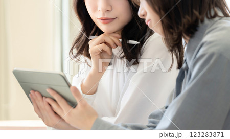 ミーティングをする2人の女性・ビジネスウーマン ミーティングをする2人の女性・ビジネスウーマン 123283871