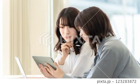 ミーティングをする2人の女性・ビジネスウーマン ミーティングをする2人の女性・ビジネスウーマン 123283872