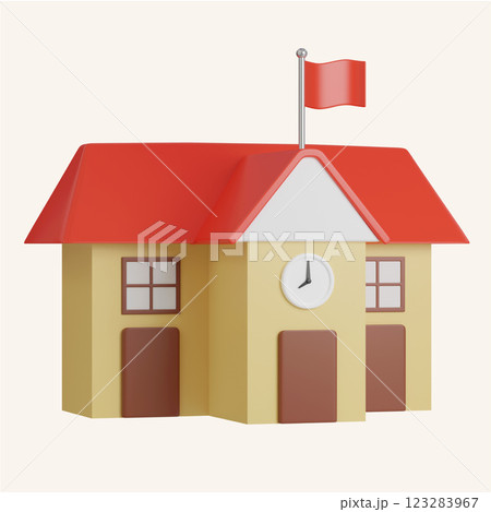 School building icons. minimal 3D Illustration School Education. 123283967