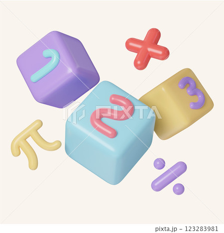 Numerical Learning and Counting Education Education 3d icons, Back to school ,3d rendering illustration. 123283981