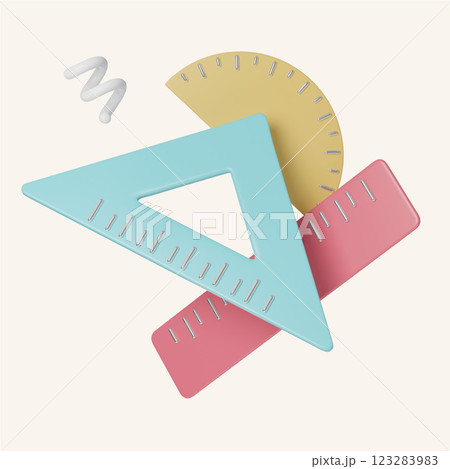 Geometry Tools and Mathematical Education Education 3d icons, Back to school ,3d rendering illustration. 123283983