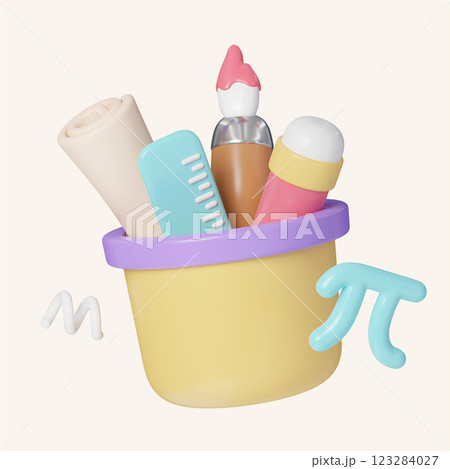 Back to school tools kit for Education 3d icons, Back to school ,3d rendering illustration. 123284027
