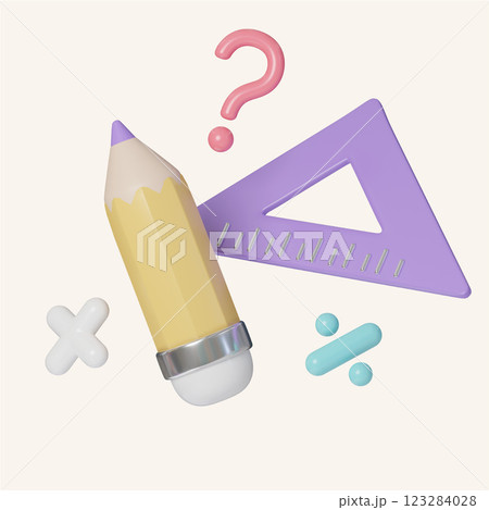 Mathematical Operations and Learning Education 3d icons, Back to school ,3d rendering illustration. 123284028