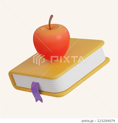 apple on the book icons. minimal 3D Illustration School Education. apple on the book icons. minimal 3D Illustration School Education. 123284074