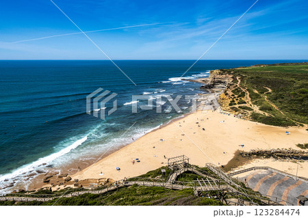 Ribeira de Ilhas beach in Ericeira, is part of the world surf reserve in Ericeira Portugal. Ribeira de Ilhas beach in Ericeira, is part of the world surf reserve in Ericeira Portugal. 123284474