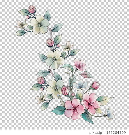 Watercolor floral composition of spring bloom Watercolor floral composition of spring bloom 123284599