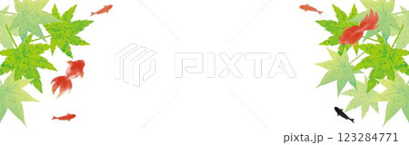 バナー　金魚　もみじ　和風　和柄　モダン　水彩　背景　フレーム　デザイン　イラスト素材 123284771