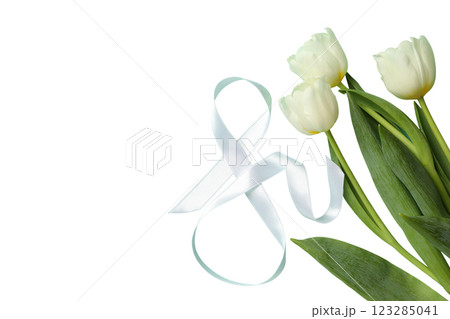PNG, March 8. Number eight, with flowers, isolated on white background. 123285041