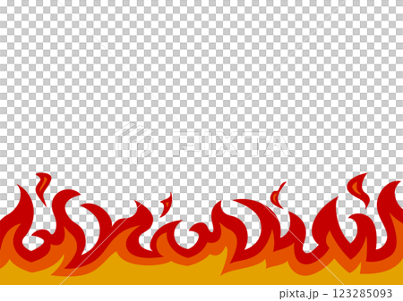 白色背景上燃燒的火焰向量插圖 A4 尺寸景觀 123285093