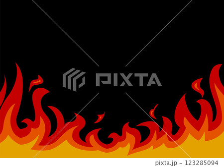 燃える火・炎の黒背景ベクターイラスト A4サイズ横 燃える火・炎の黒背景ベクターイラスト A4サイズ横 123285094
