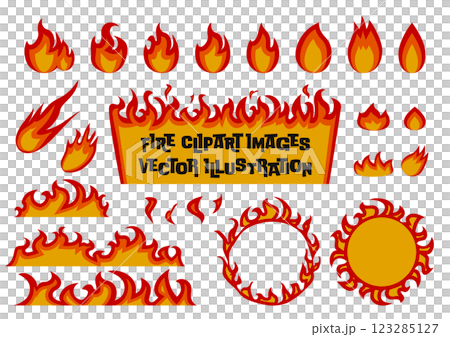 燃燒的火焰/火矢量插圖變異集 123285127