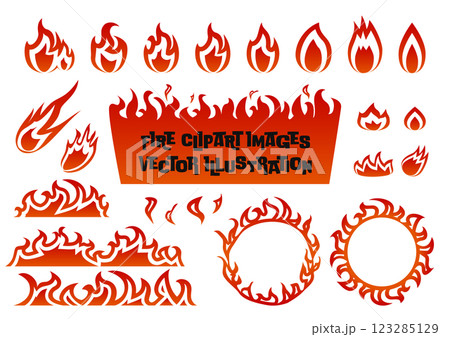 燃える炎・火のベクターイラストバリエーションセット　グラデーション 123285129