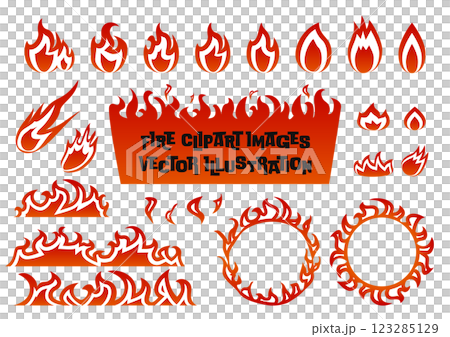 燃える炎・火のベクターイラストバリエーションセット　グラデーション 123285129