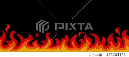 燃える火・炎の黒背景ベクターイラスト 横長 燃える火・炎の黒背景ベクターイラスト 横長 123285131