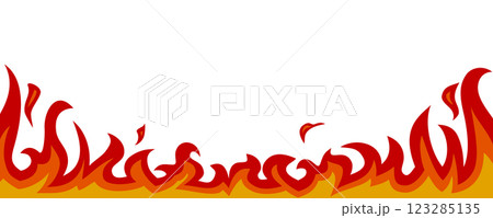 燃える火・炎の白背景ベクターイラスト　横長 123285135