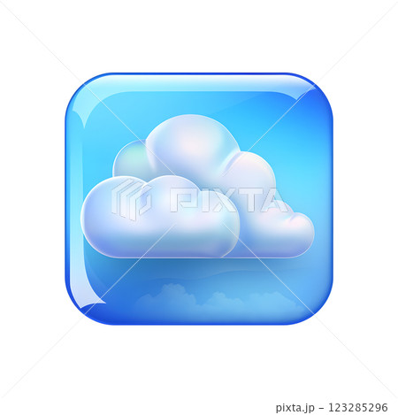 Blue Cloud Icon Signifying Cloudy Weather or Cloud Computing 123285296