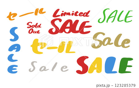 色々なSALEのシンプルな手書き文字セット ベクターイラスト 色々なSALEのシンプルな手書き文字セット ベクターイラスト 123285379