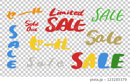 色々なSALEのシンプルな手書き文字セット ベクターイラスト 色々なSALEのシンプルな手書き文字セット ベクターイラスト 123285379
