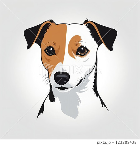 無邪気で明るい表情のジャックラッセルテリアの顔イラスト 123285438