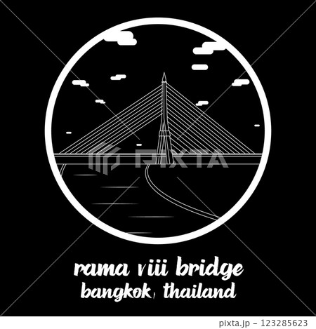 Circle Icon King Rama VIII Bridge. Vector Illustration Circle Icon King Rama VIII Bridge. Vector Illustration 123285623