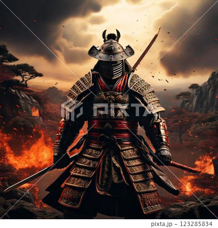 戦に向かう武士1 123285834