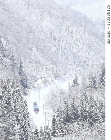 雪景色のしなの鉄道 123286125
