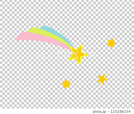 Shooting star and star simple dream cute illustration set 123286154