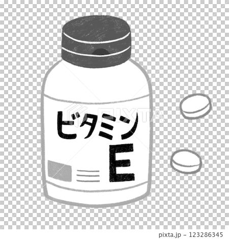 ビタミンEのサプリメント白黒 ビタミンEのサプリメント白黒 123286345